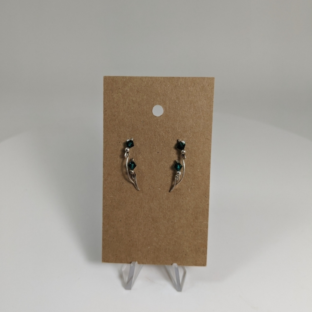 Gorgeous Emerald Bead Earrings, Beaded Ear Vines, Gemstone Jewelry, Gift Idea